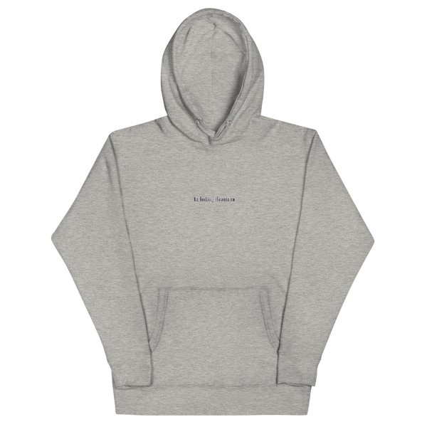 Black hoodie embroidered with the words Be Fucking Flawesome on the center of the chest